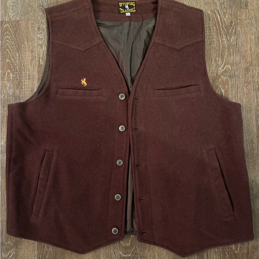Wyoming Traders Wool Vest XXL Brown Western Cowboy Ranch Button Front